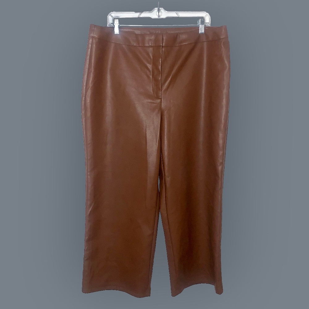 Tan Pleather Wide Leg Pants